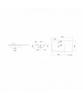 LAVABO UNIIQ 1205X460 DC MATE