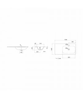 LAVABO UNIIQ 1205X460 IZ MATE