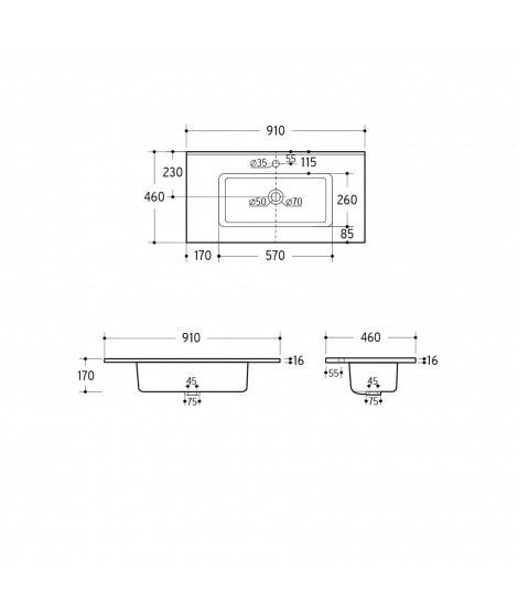 LAVABO CONSTANZA 910X460 P BL