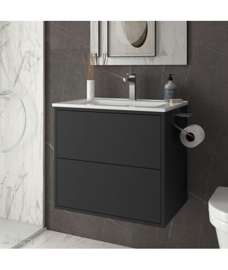 MUEBLE OPTIMUS 600 + LAVABO NEGRO MATE