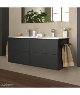 MUEBLE OPTIMUS 1200 + LAVABO NEGRO MATE