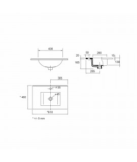LAVABO IBERIA  610X460 PORC.BL