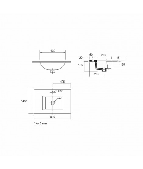 LAVABO IBERIA  810X460 PORC.BL