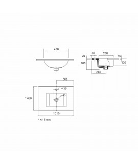 LAVABO IBERIA 1010X460 PORC.BL